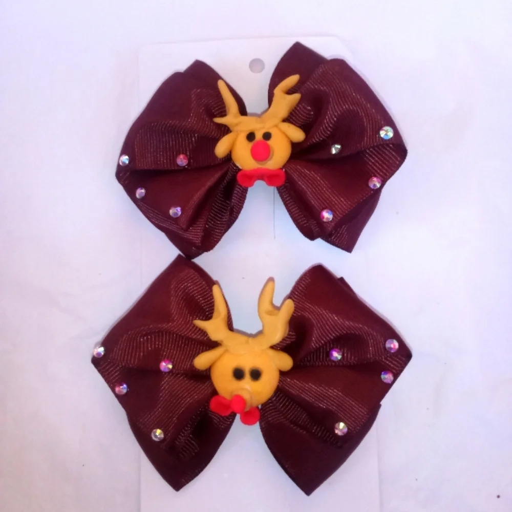 Christmas girls bow handmade ( box Home )